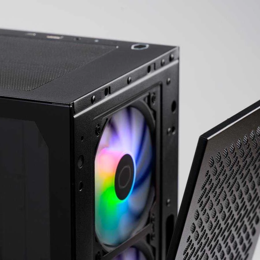 „Cooler Master Elite 302“ korpusas, permatomas šoninis skydelis, mATX, 3x 120 mm ARGB ventiliatoriai, juodas