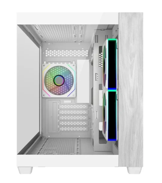 „Cooler Master Elite 481 Wood“, ATX, permatomas šoninis skydelis, 3x 120 mm ARGB ventiliatoriai, baltas