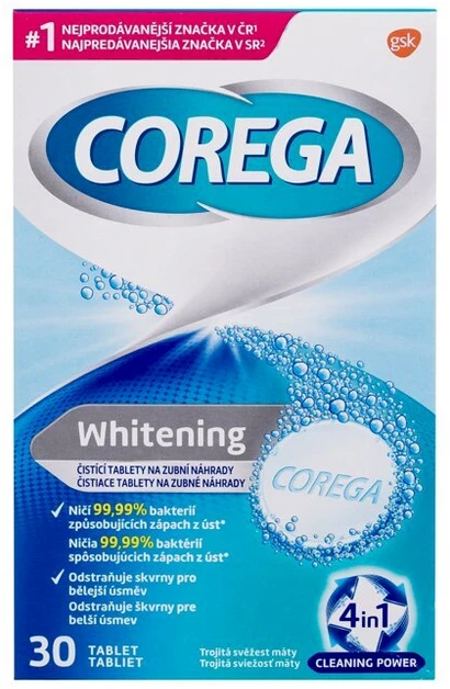 Corega valomosios tabletės 30vnt balinančios