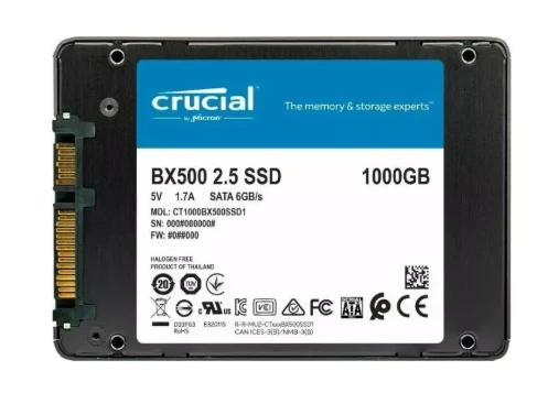 Crucial | BX500 | 1000 GB | SSD sąsaja SATA | Skaitymo greitis 540 MB/s | Rašymo greitis 500 MB/s