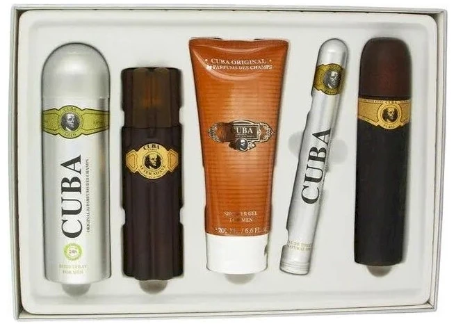 Cuba Gold Must Have rinkinys tualetinio vandens purškiklis 100 ml + tualetinis vandens purškiklis 35 ml + purškiamas dezodorantas 200 ml + dušo želė 200 ml + po skutimosi 100 ml