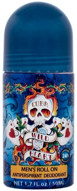 Cuba Wild Heart Men's Roll On Antiperspirant vyrams, 50 ml