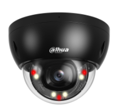 „Dahua Technology Co“ IP kameros kupolas. 4MP 1/2,9 colio CMOS, 2,8 mm, 101° F1.6, 20–25 kadrų per sekundę, IR+LED 30 m, WDR, IVS, IP67, IK10, mikrofonas.