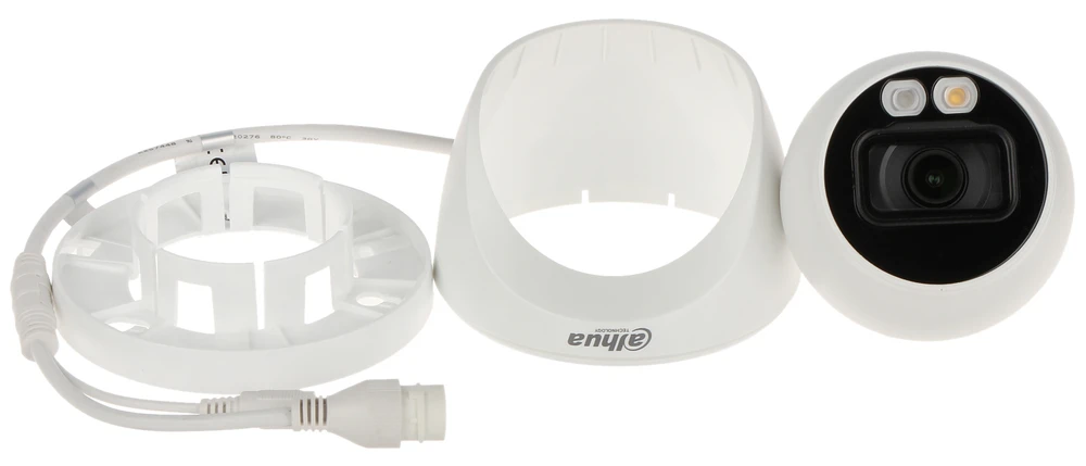 „Dahua Technology Co“ IP kamera. 4MP 1/2.9” CMOS, 2.8 mm. 94° F1.6, 25 kadrai per sekundę, IR+LED 30 m., WDR, IVS, IP67, mikrofonas