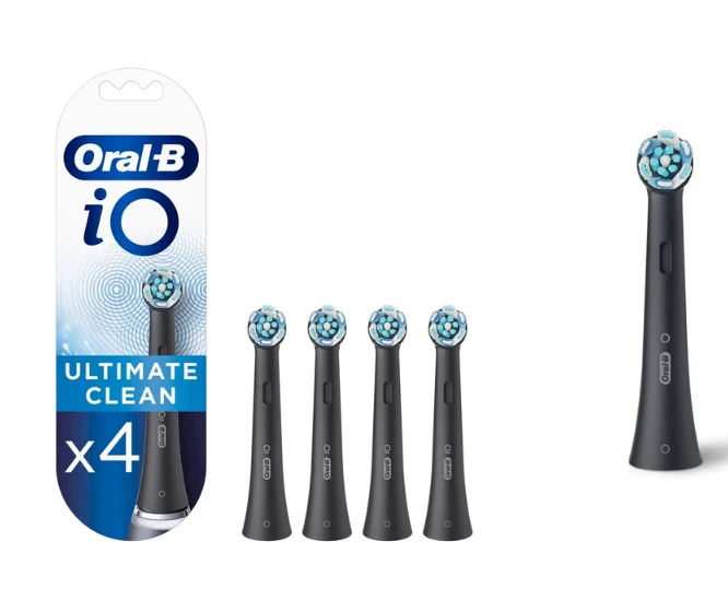 Oral-B iO Ultimate Clean 4 dalių šepetėlių galvučių pakuotė, juodos spalvos