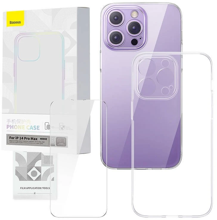 Skaidrus dėklas ir grūdintas stiklas Baseus Corning, skirtas iPhone 14 Pro Max