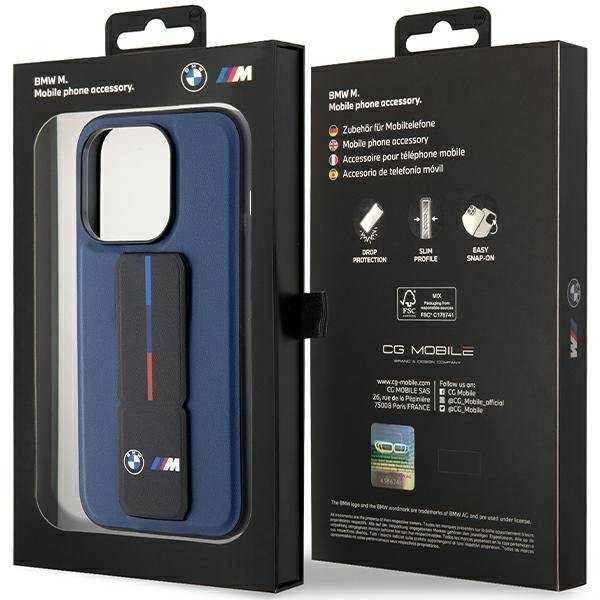 BMW M Grip Stand Bicolor dėklas, skirtas iPhone 15 Pro - mėlynas