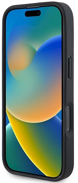 BMW BMHCP16LSLLBK iPhone 16 Pro 6.3″ juodos spalvos kietas dėklas Leather Hot Stamp