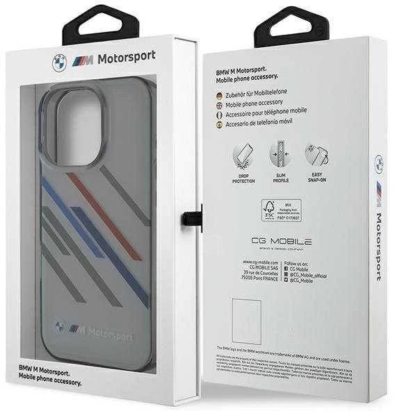 BMW Motosport IML Random Stripes Apple iPhone 16 Pro Max Case - dėklas telefonui pilkos spalvos