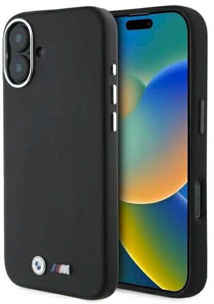BMW BMHMP16M23 PMWK iPhone 16 Plus 6,7″ juodos spalvos kietas dėklas M Smooth Full Wrapped Metal MagSafe