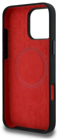 BMW BMHMP16X23SAXK iPhone 16 Pro Max 6.9″ juodos spalvos kietas dėklas Silicone Middle Stripe MagSafe