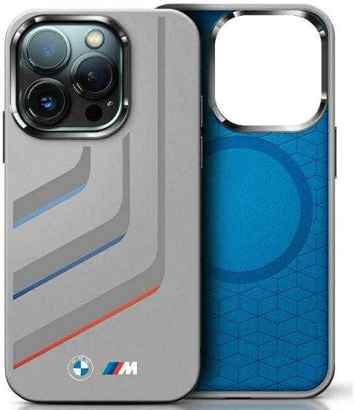 BMW BMHMP16X23SLIG Apple iPhone 16 Pro Max 6.9" dėklas telefonui pilkos spalvos Silikoninis Turning Lines MagSafe