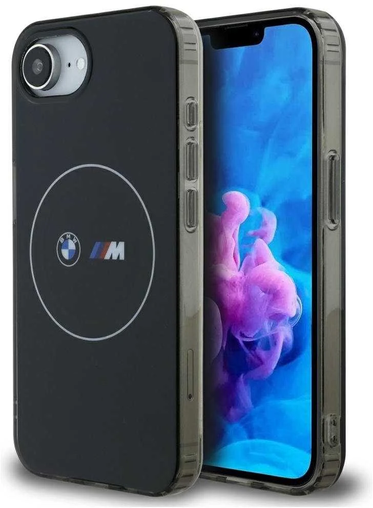 Dėklas BMW IML Metal Baltas Circle MagSafe iPhone 16e Case - Juodas