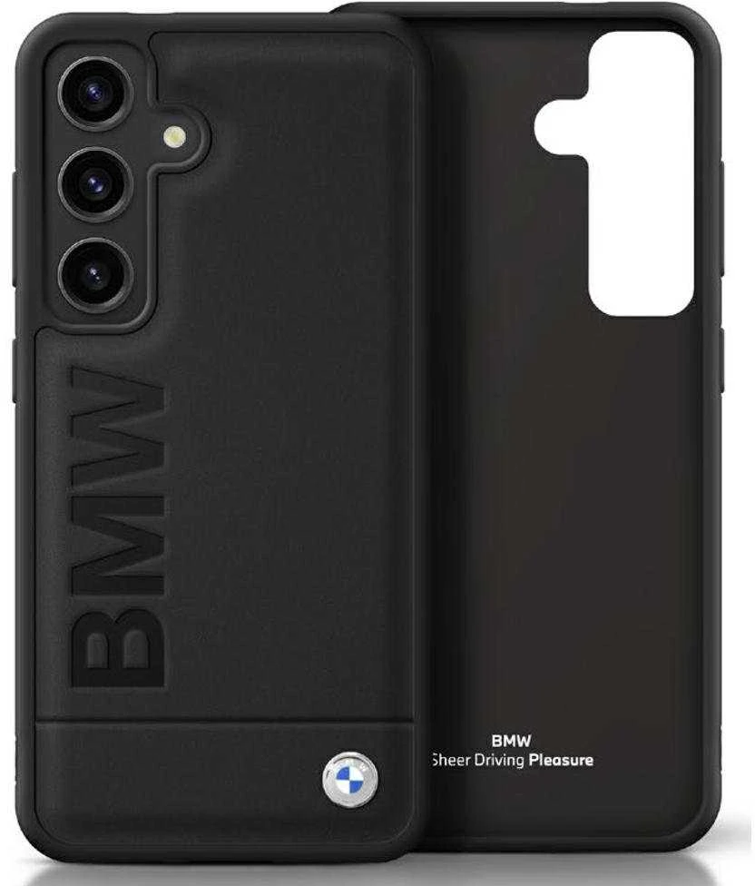 Dėklas BMW Leather Big Wordmark Samsung Galaxy S25+ juodos spalvos