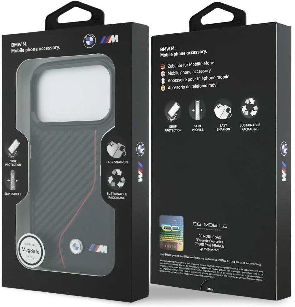 BMW M Carbon Line ir logotipo MagSafe dėklas, skirtas iPhone 17 Pro - Raudona