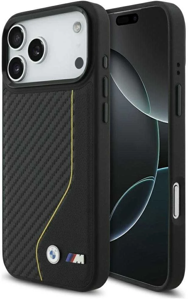 Dėklas BMW M Carbon Line & Logo MagSafe Apple iPhone 17 Pro Max geltonas