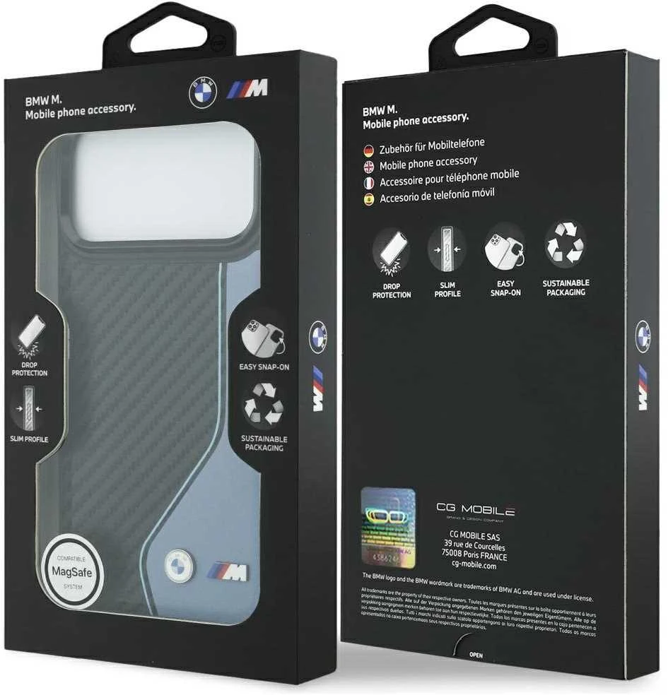 BMW M anglies pluošto logotipo „MagSafe“ dėklas, skirtas „iPhone 17 Pro Max“ - Mėlyna