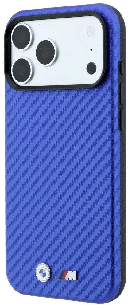 Dėklas BMW case for IPHONE 18 Pro Max/17 Pro Max compatible with MagSafe (Carbon Metal Logo) mėlynas