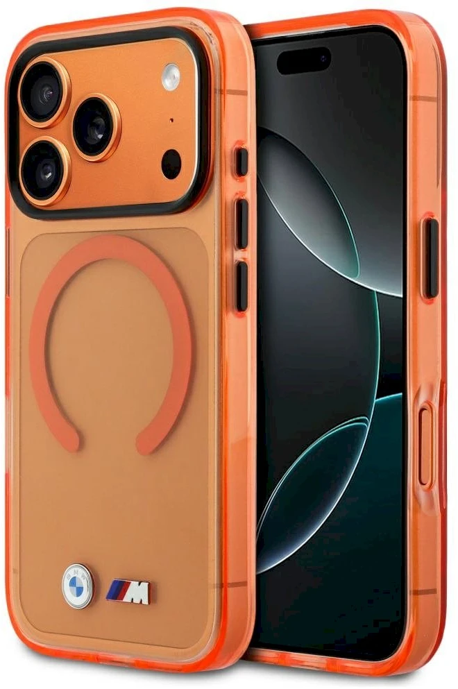Dėklas BMW M IML Metal Logos MagSafe Case for iPhone 17 Pro Max - Pro Oranžinis