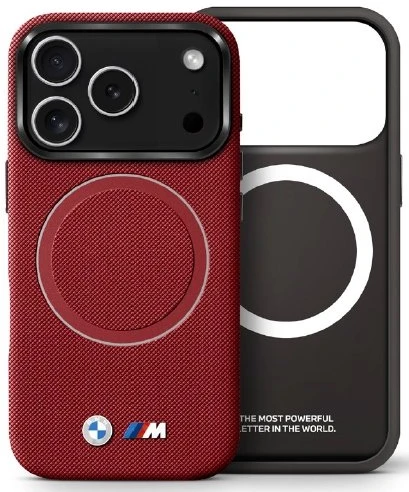 BMW M FW Metal Logo MagSafe dėklas skirtas Apple iPhone 17 Pro Raudona
