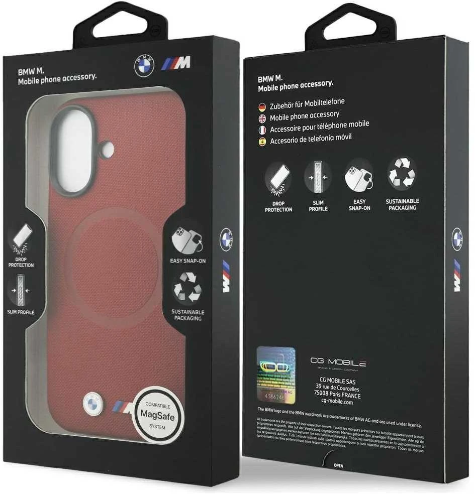 BMW M FW Metal Logo MagSafe dėklas skirtas Apple iPhone 17 Raudona