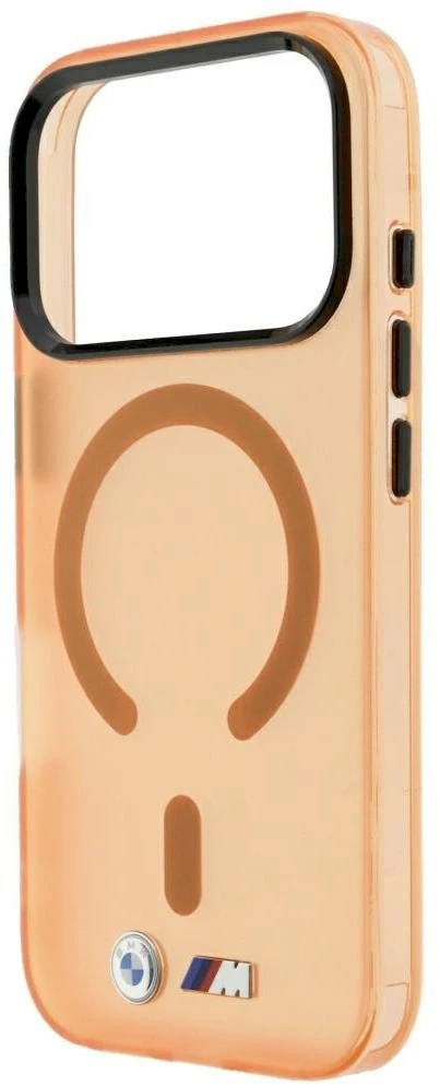 Dėklas BMW M IML Frosted Metal Logo & Trims MagSafe Case, skirtas iPhone 17 Pro Max / 18 Pro Max – Oranžinis