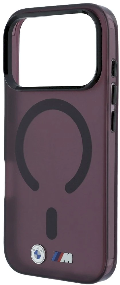 BMW M IML Frosted Metal Logo & Trims MagSafe dėklas, skirtas iPhone 17 Pro Max / 18 Pro Max – Burgundy