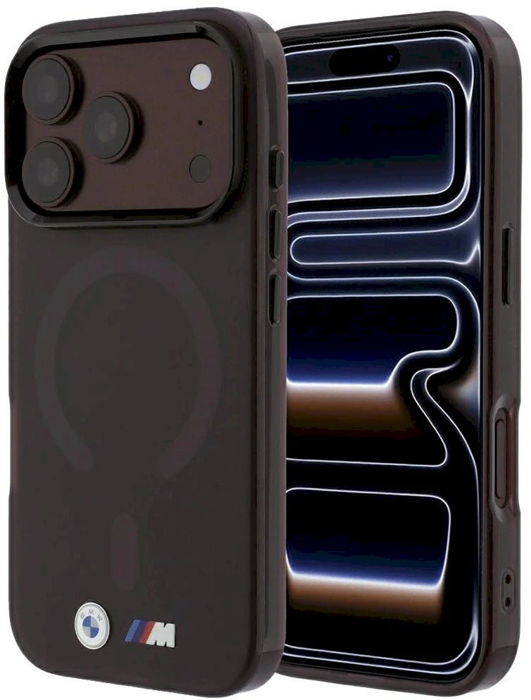 BMW M IML Frosted Metal Logo & Trims MagSafe dėklas, skirtas iPhone 17 Pro Max / 18 Pro Max – Burgundy