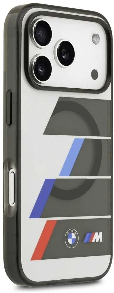 BMW M IML Metal Mygtukai Tricolor Lines MagSafe dėklas iPhone 17 Pro Anthracite
