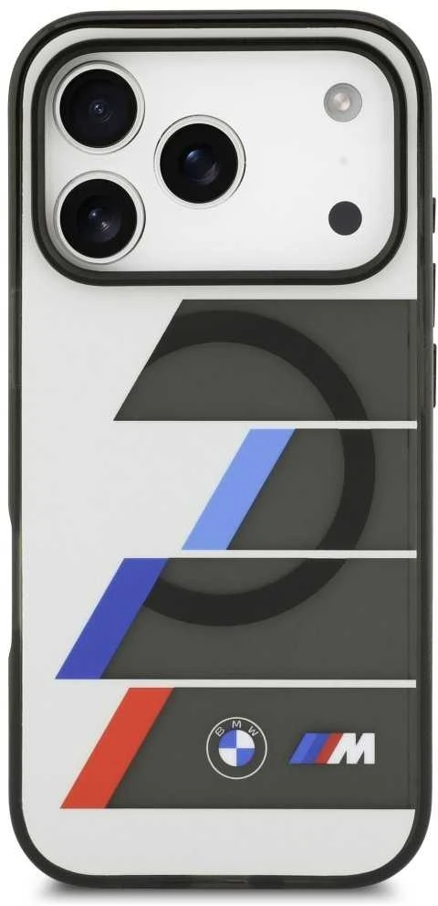 BMW M IML Metal Mygtukai Tricolor Lines MagSafe dėklas iPhone 17 Pro Anthracite