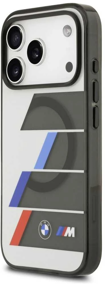 BMW M IML Metal Mygtukai Tricolor Lines MagSafe dėklas iPhone 17 Pro Anthracite