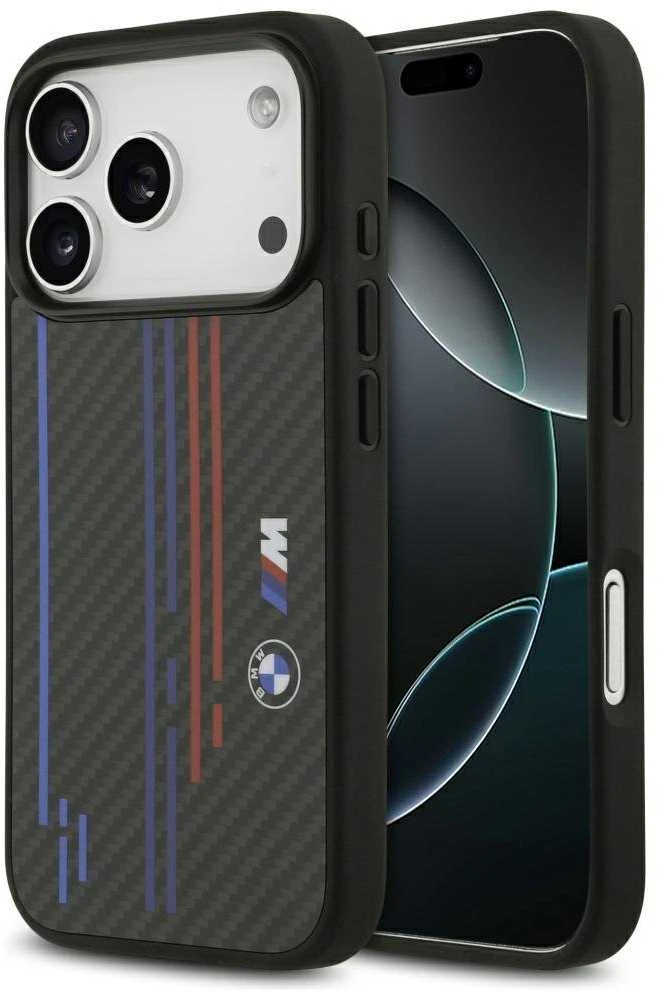 Dėklas BMW M Kevlar Lines & Logo MagSafe Apple iPhone 17 Pro juodos spalvos