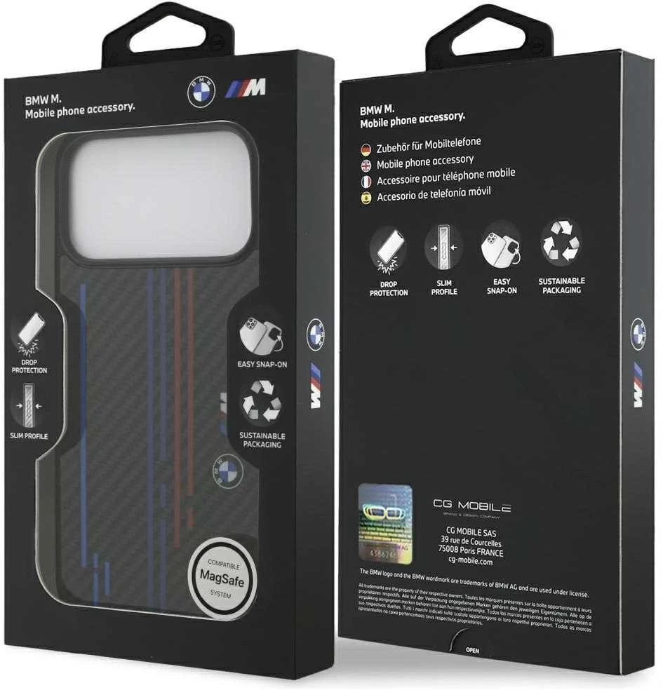 Dėklas BMW M Kevlar Lines & Logo MagSafe Apple iPhone 17 Pro Max juodos spalvos