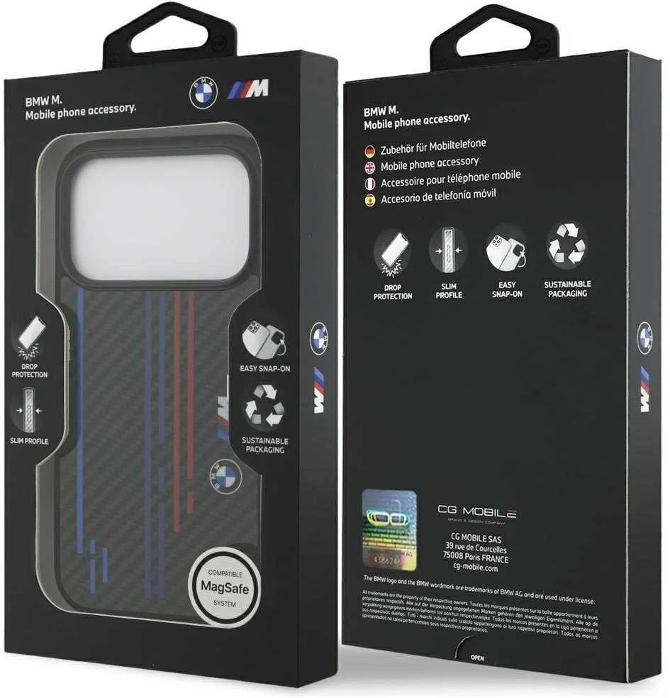 Dėklas BMW M Kevlar Lines & Logo MagSafe Apple iPhone 17 Pro juodos spalvos