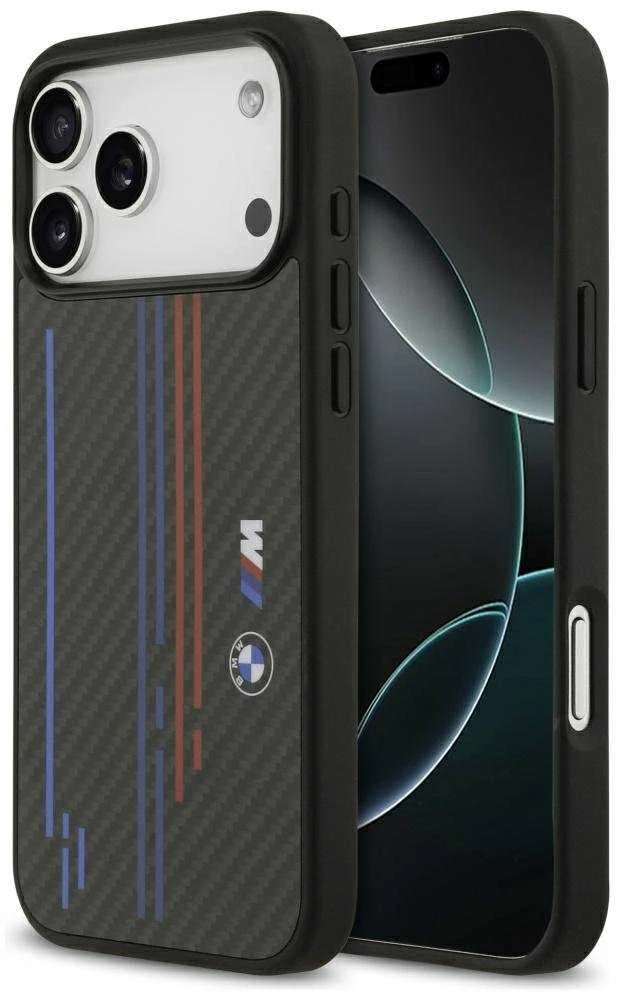 Dėklas BMW M Kevlar Lines & Logo MagSafe Apple iPhone 17 Pro Max juodos spalvos