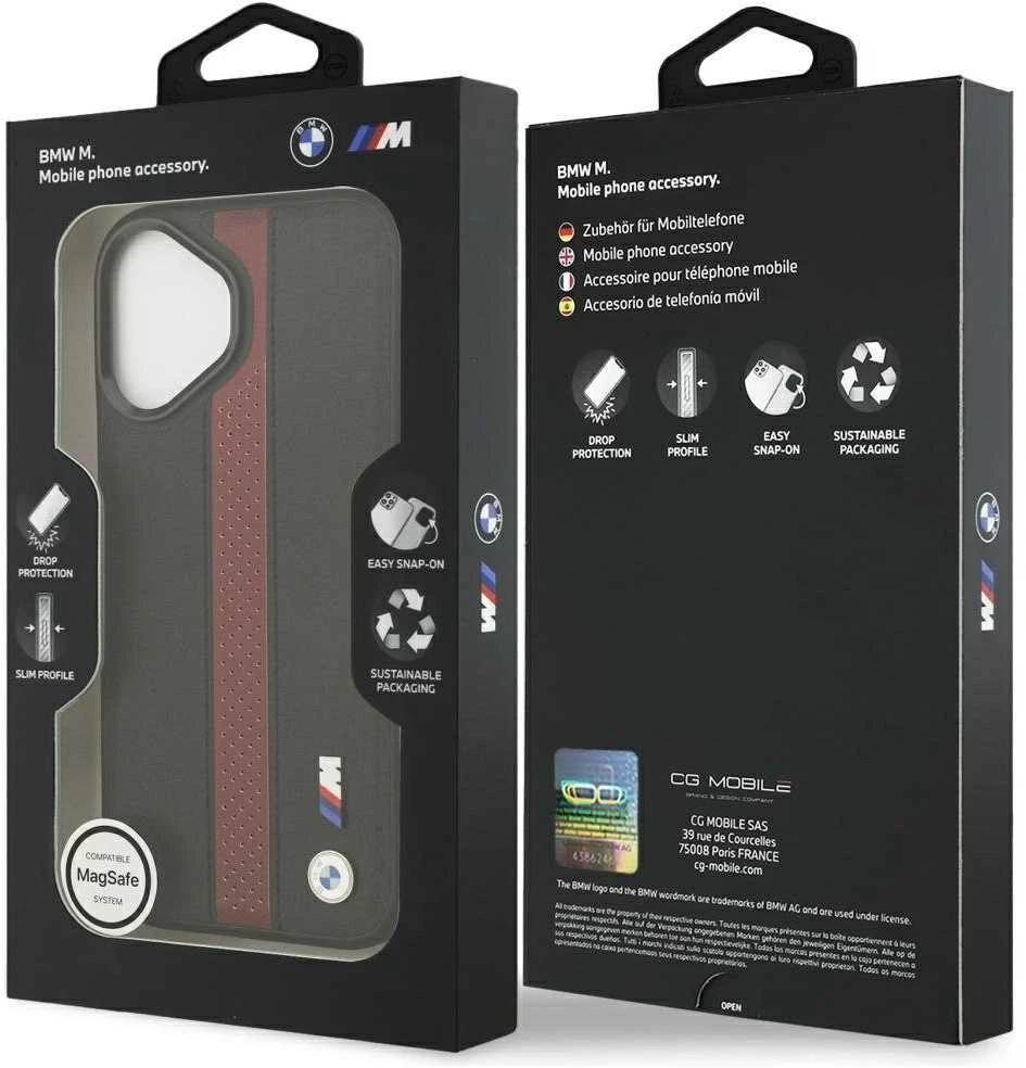 BMW M Perskirtasated Stripe Logo MagSafe dėklas skirtas Apple iPhone 17 raudonos spalvos