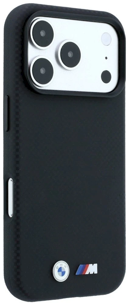 Dėklas BMW M Quadrille Kevlar Metal Logo MagSafe Case, skirtas iPhone 17 Pro Max / 18 Pro Max – Juodas
