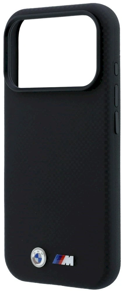 Dėklas BMW M Quadrille Kevlar Metal Logo MagSafe Case, skirtas iPhone 17 Pro Max / 18 Pro Max – Juodas