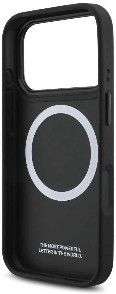 Dėklas BMW M Quilted Logo MagSafe Apple iPhone 17 Pro juodos spalvos