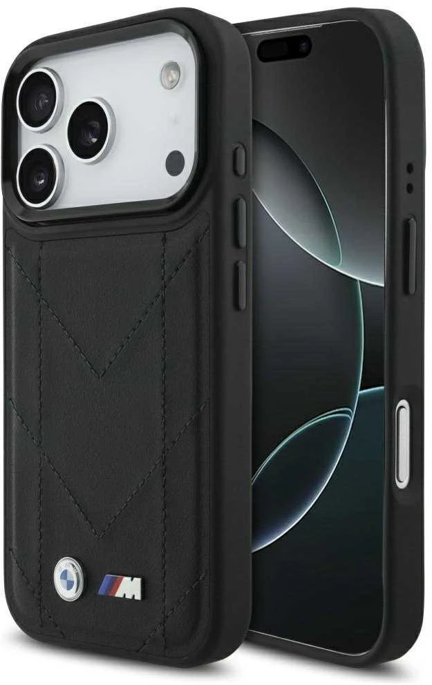 Dėklas BMW M Quilted Logo MagSafe Apple iPhone 17 Pro juodos spalvos