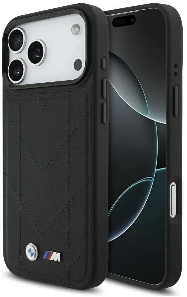 Dėklas BMW M Quilted Logo MagSafe Apple iPhone 17 Pro Max juodos spalvos