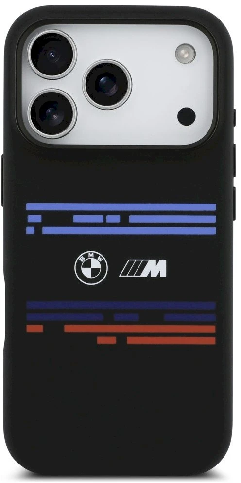BMW M Silicon Horizontal Line MagSafe dėklas iPhone 17 Pro juodos spalvos