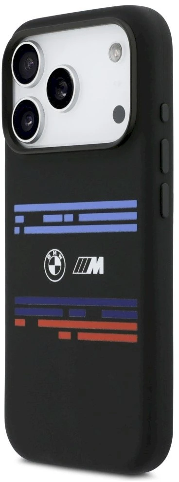 BMW M Silicon Horizontal Line MagSafe dėklas iPhone 17 Pro juodos spalvos