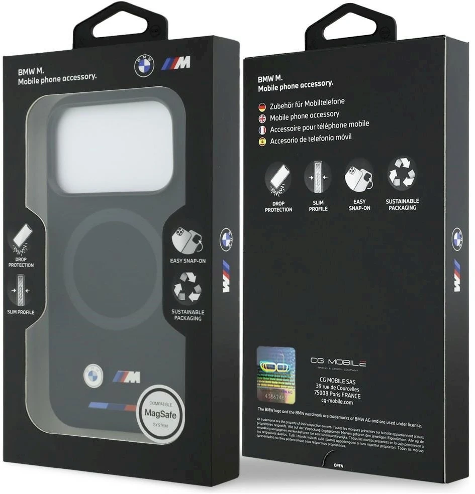 BMW M Silicon Logo MagSafe dėklas iPhone 17 Pro juodos spalvos