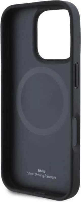 BMW BMHMP16X23 PMWK Apple iPhone 16 Pro Max 6.9″ juodos spalvos kietas dėklas M Smooth Full Wrapped Metal MagSafe