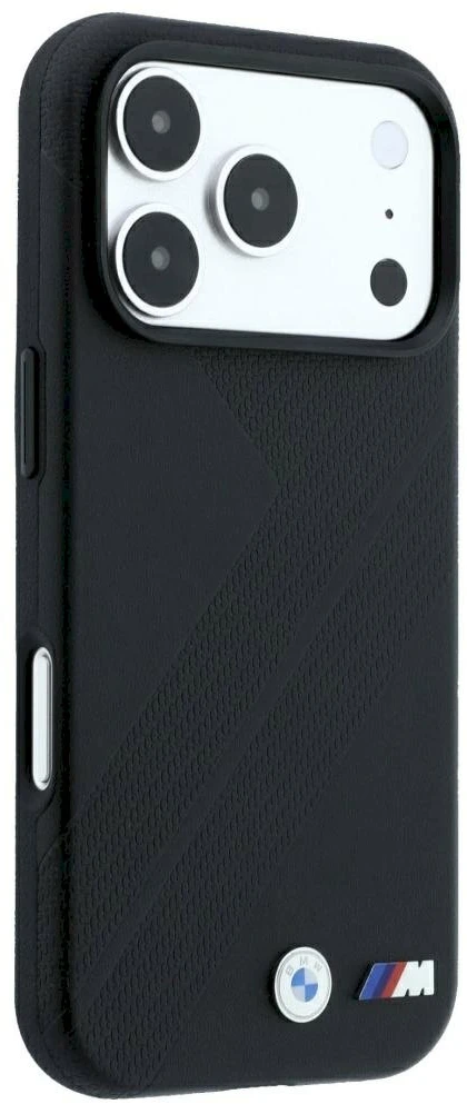 Dėklas BMW M Tire Track Metal Logo MagSafe Case, skirta iPhone 17 Pro / 18 Pro - Juoda