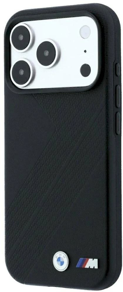 Dėklas BMW M Tire Track Metal Logo MagSafe Case for iPhone 17 Pro Max / 18 Pro Max - Juoda