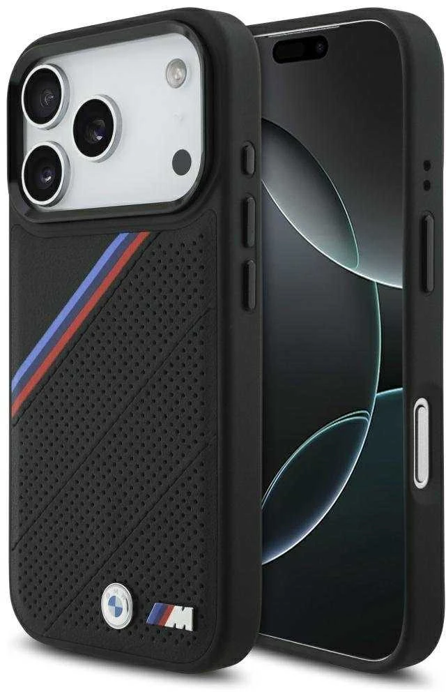 BMW M Tricolor Perforated Pattern MagSafe dėklas skirtas Apple iPhone 17 Pro Juodas