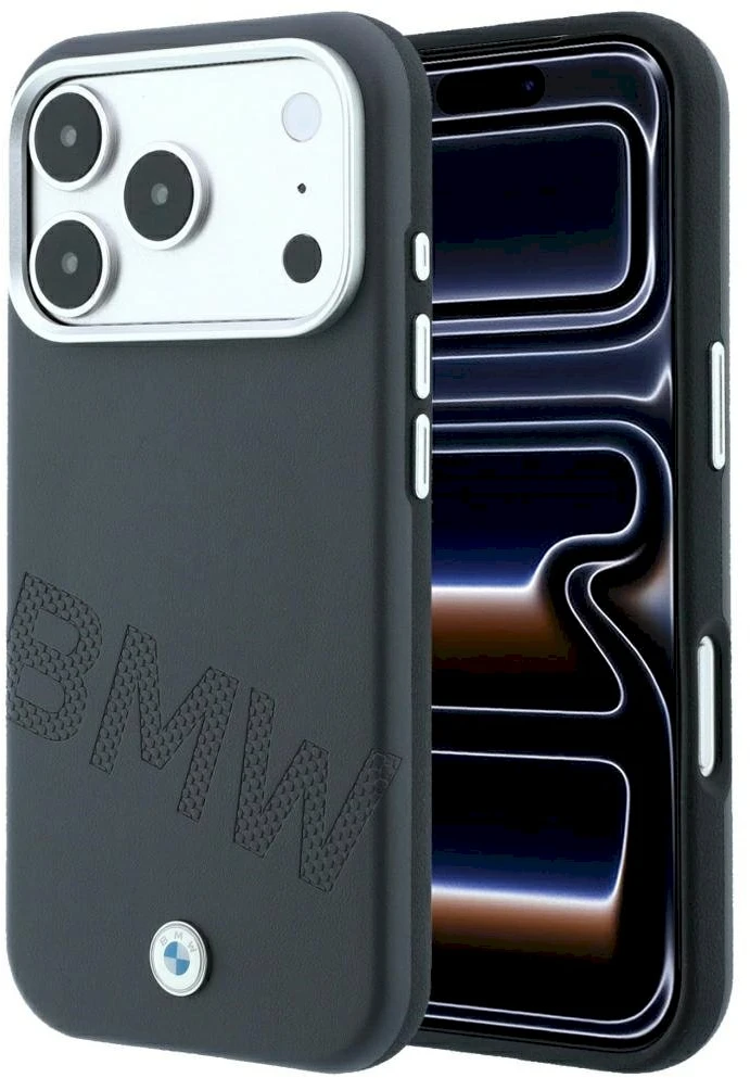 Dėklas BMW case for IPHONE 18 Pro/17 Pro compatible with MagSafe (Sign Inclined Deboss Letters) pilkas