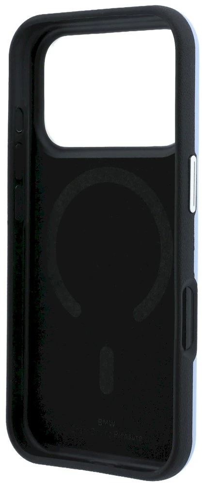 Dėklas BMW case for IPHONE 18 Pro/17 Pro compatible with MagSafe (Sign Inclined Deboss Letters) mėlynas